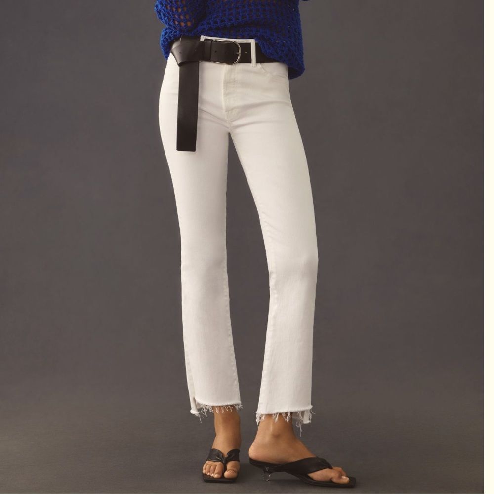  Mother The Insider Step Fray Ankle Denim Cream Puff Size 25